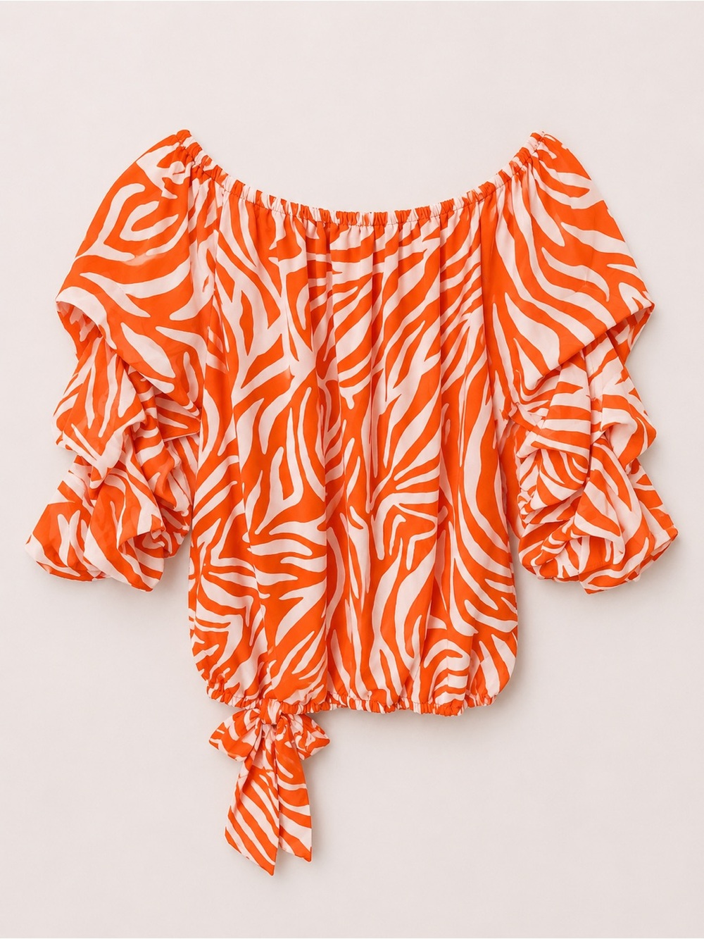 Coco Bianco Orange&White Off-Shoulder Blouse- Size Medium - Picture 6 of 6